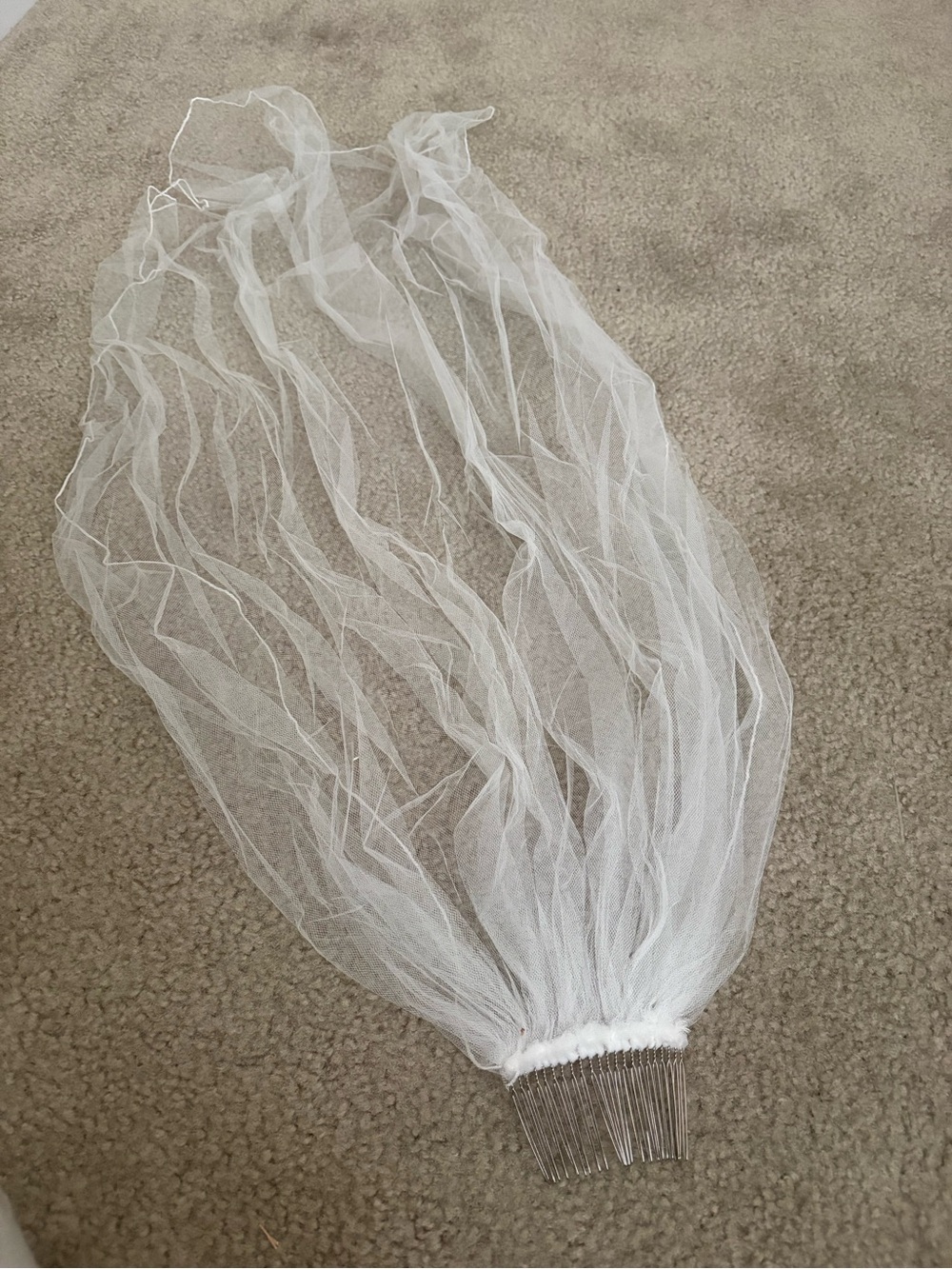 White Bridal Veil with Comb